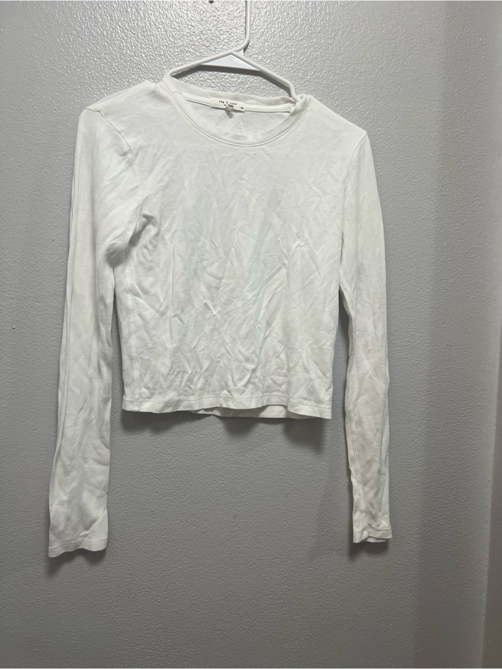 rag & bone White Long-Sleeve ribbed Crewneck Tee